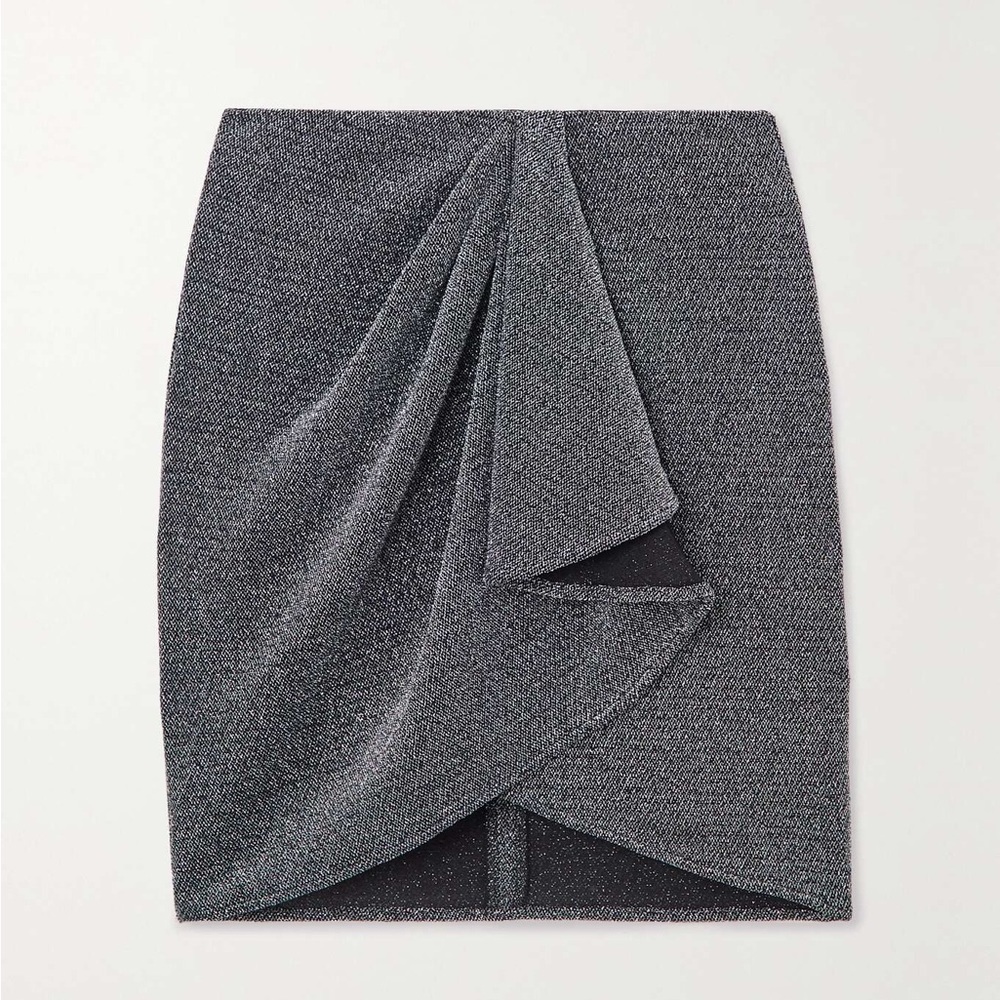 NWT Marant Etoile Bergen draped metallic stretch-jersey mini skirt